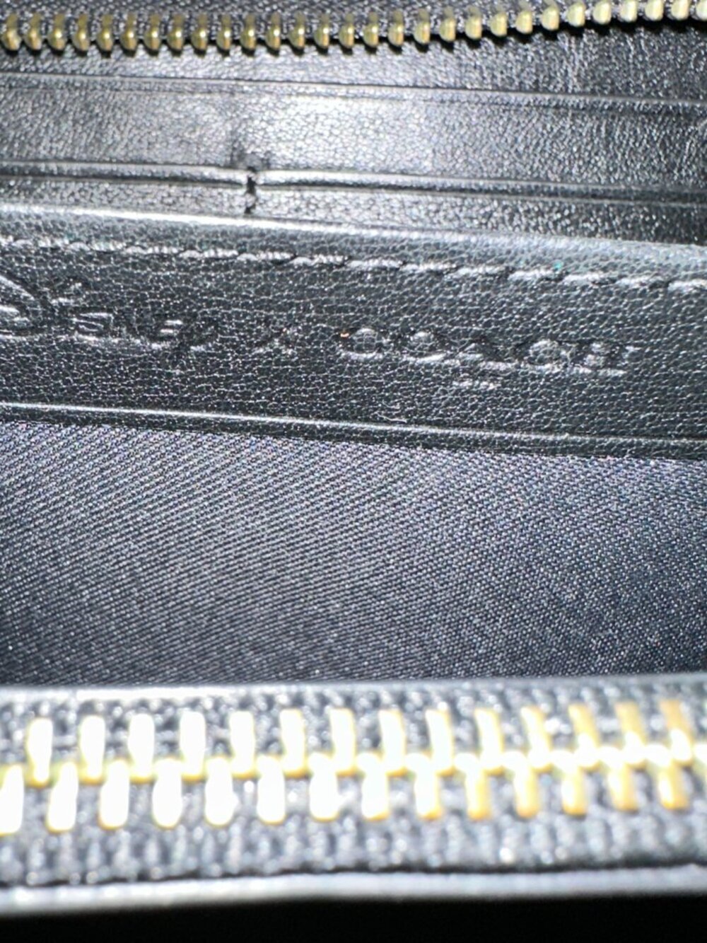 Coach x Disney Mickey Mouse Accordion Zip Wallet Glovetanned Leather Black - Picture 7 of 8